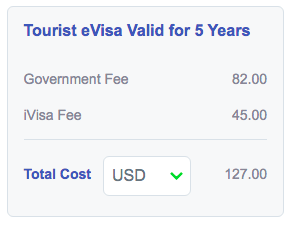 iVisa clearly displays a total price.